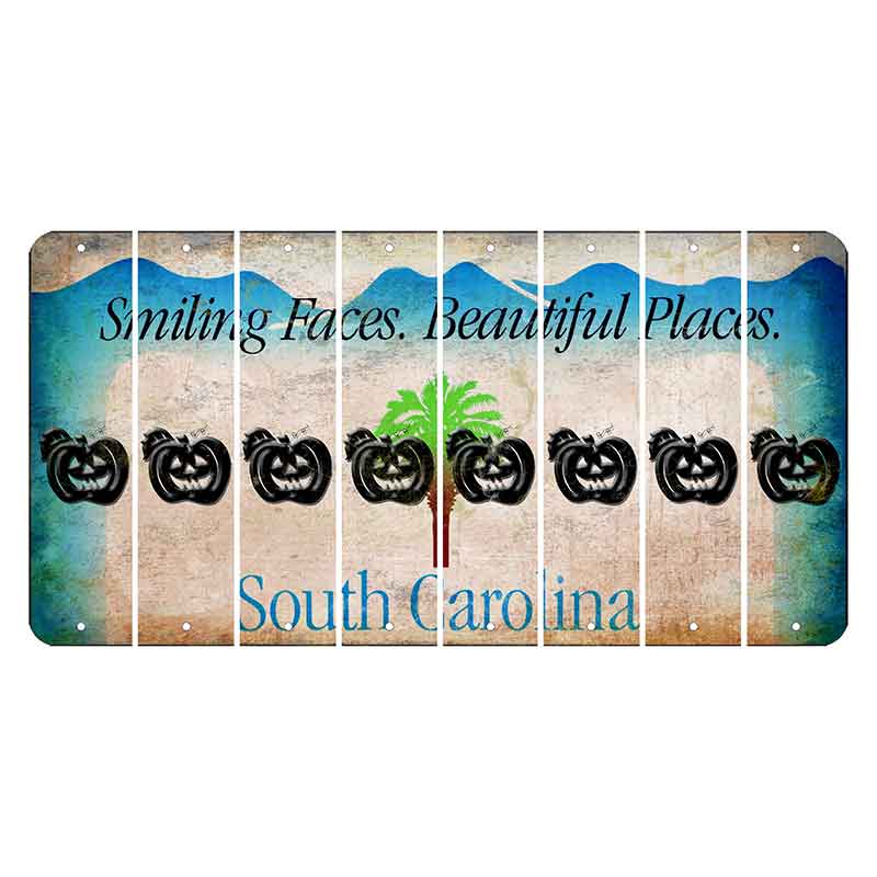 South Carolina Smiling Faces Cut License Plate Strips (Set of 8) Pumpkin