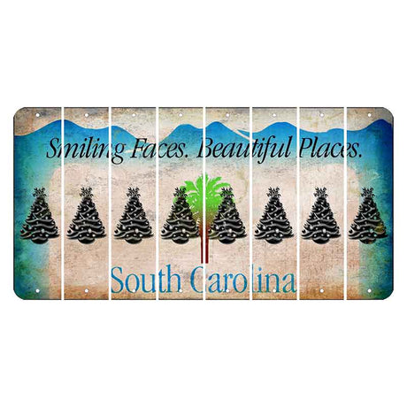 South Carolina Smiling Faces Cut License Plate Strips (Set of 8) Christmas Tree