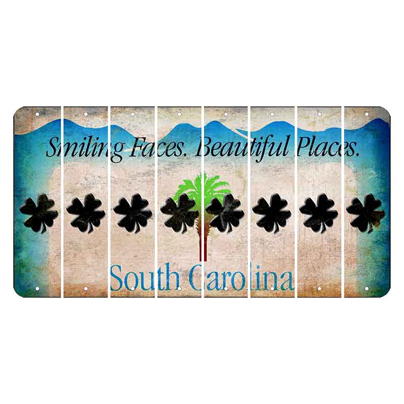 South Carolina Smiling Faces Cut License Plate Strips (Set of 8) Shamrock