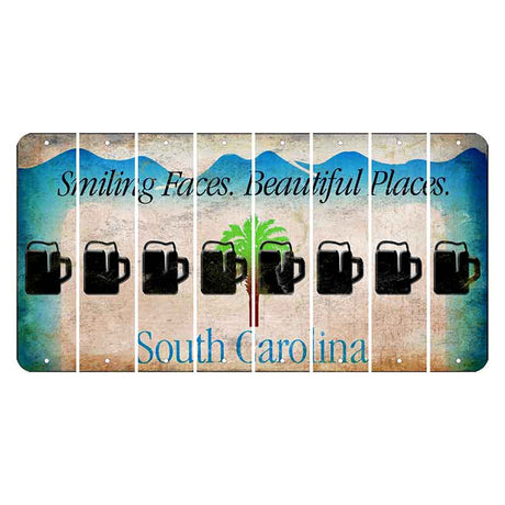 South Carolina Smiling Faces Cut License Plate Strips (Set of 8) Beer Mug