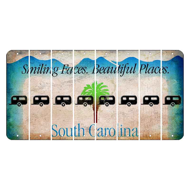 South Carolina Smiling Faces Cut License Plate Strips (Set of 8) Trailer