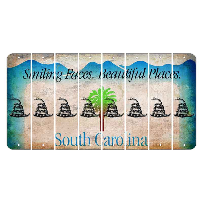 South Carolina Smiling Faces Cut License Plate Strips (Set of 8) Gadsden