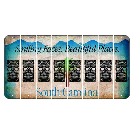 South Carolina Smiling Faces Cut License Plate Strips (Set of 8) Tiki