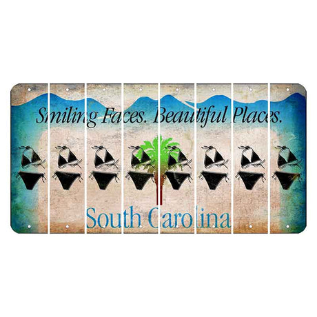 South Carolina Smiling Faces Cut License Plate Strips (Set of 8) Bikini