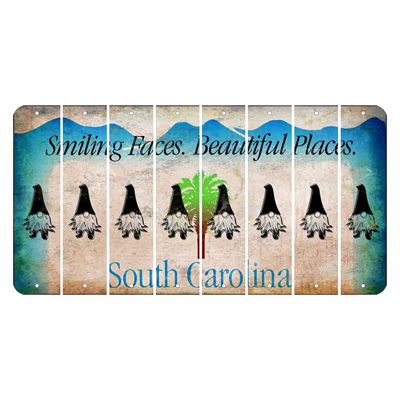 South Carolina Smiling Faces Cut License Plate Strips (Set of 8) Gnome