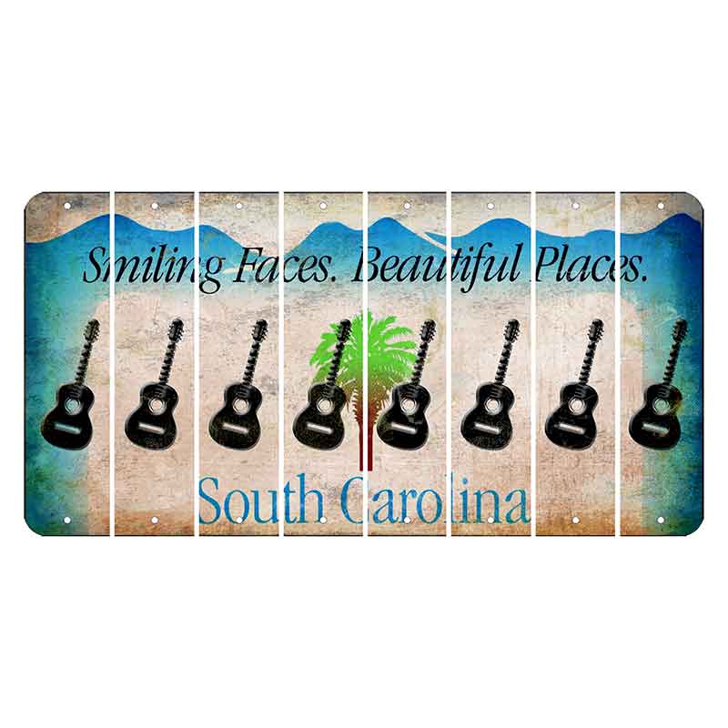 South Carolina Smiling Faces Cut License Plate Strips (Set of 8) Guitar