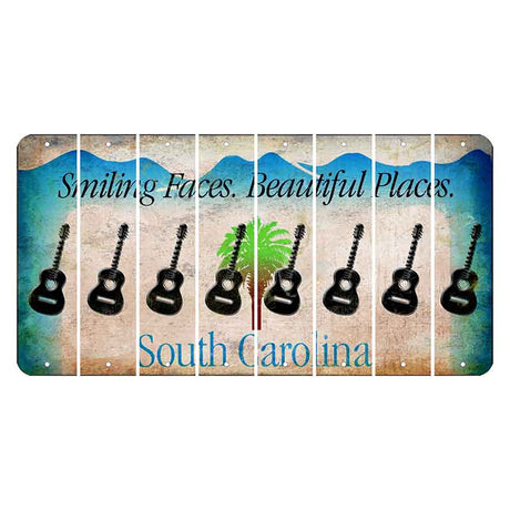 South Carolina Smiling Faces Cut License Plate Strips (Set of 8) Guitar