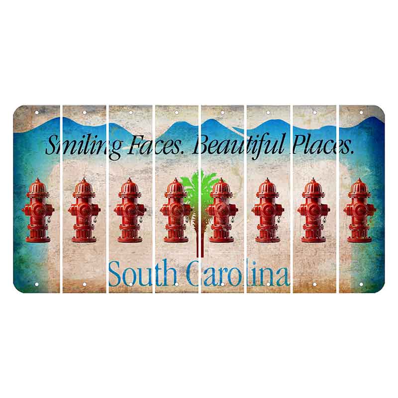 South Carolina Smiling Faces Cut License Plate Strips (Set of 8) Fire Hydrant