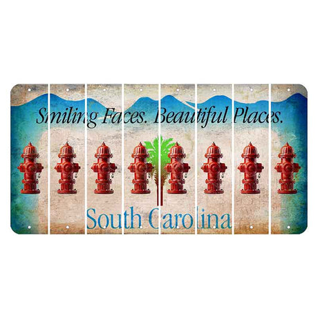 South Carolina Smiling Faces Cut License Plate Strips (Set of 8) Fire Hydrant