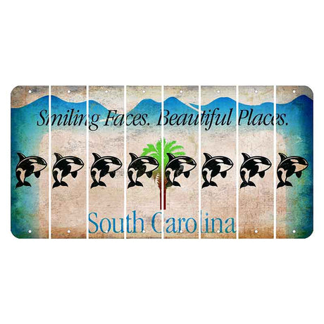 South Carolina Smiling Faces Cut License Plate Strips (Set of 8) Whale