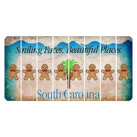 South Carolina Smiling Faces Cut License Plate Strips (Set of 8) Gingerbread Man