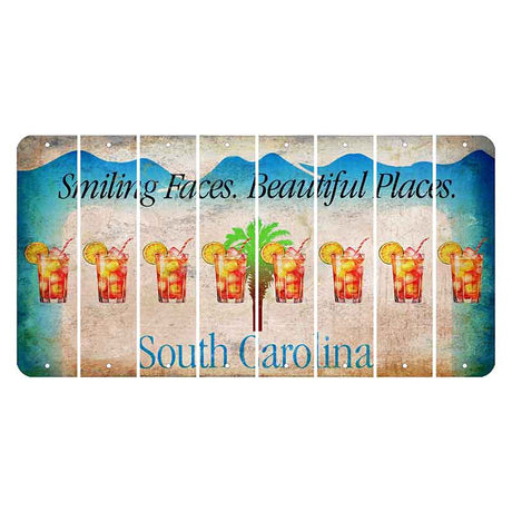 South Carolina Smiling Faces Cut License Plate Strips (Set of 8) Cocktail