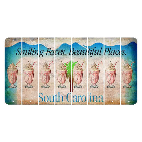 South Carolina Smiling Faces Cut License Plate Strips (Set of 8) Milkshake