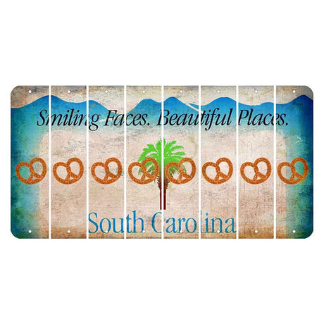 South Carolina Smiling Faces Cut License Plate Strips (Set of 8) Pretzel