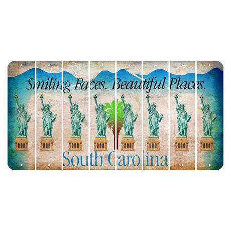 South Carolina Smiling Faces Cut License Plate Strips (Set of 8) Statue of Liberty