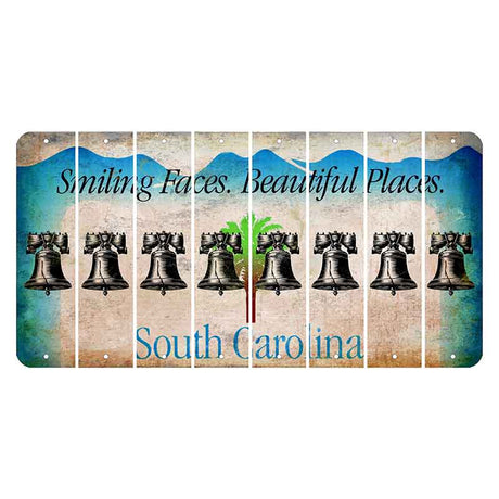 South Carolina Smiling Faces Cut License Plate Strips (Set of 8) Liberty Bell