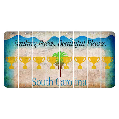 South Carolina Smiling Faces Cut License Plate Strips (Set of 8) Trophy