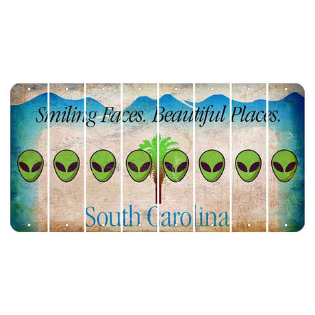 South Carolina Smiling Faces Cut License Plate Strips (Set of 8) Alien