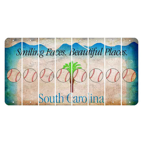 South Carolina Smiling Faces Cut License Plate Strips (Set of 8) Baseball