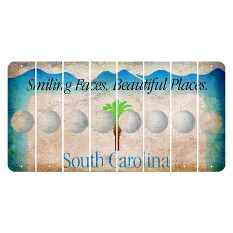 South Carolina Smiling Faces Cut License Plate Strips (Set of 8) Golfball