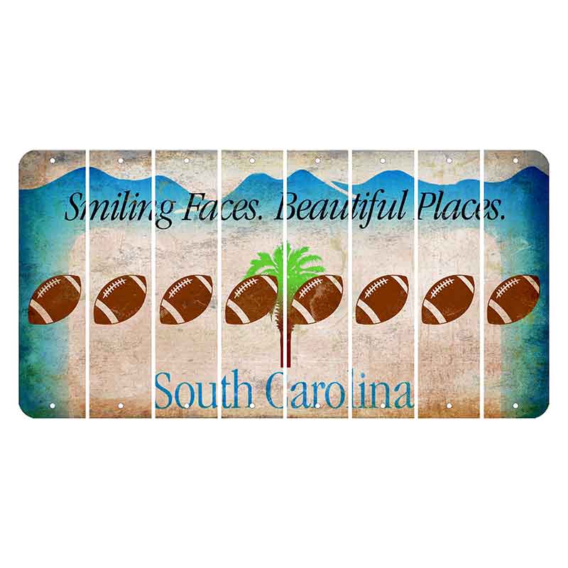 South Carolina Smiling Faces Cut License Plate Strips (Set of 8) Football