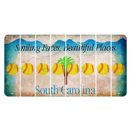 South Carolina Smiling Faces Cut License Plate Strips (Set of 8) Softball