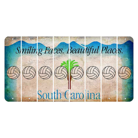 South Carolina Smiling Faces Cut License Plate Strips (Set of 8) Volleyball