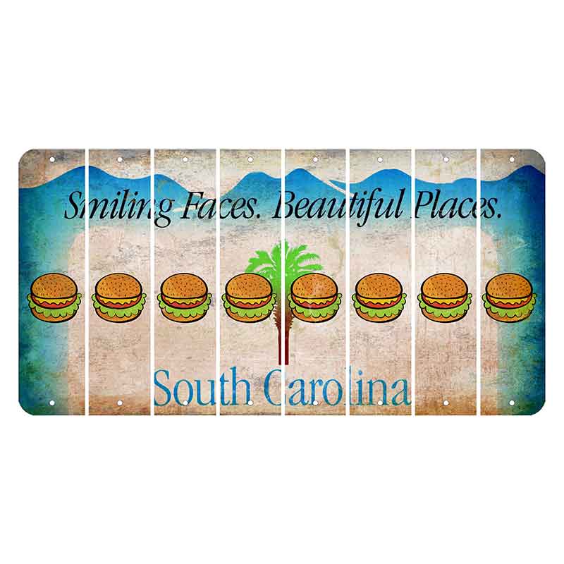 South Carolina Smiling Faces Cut License Plate Strips (Set of 8) Hamburger