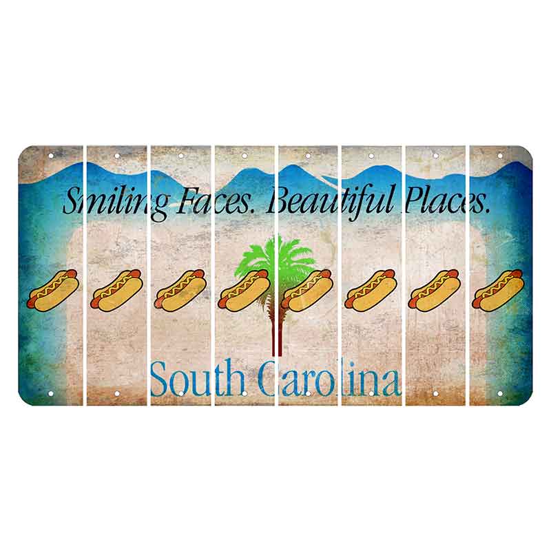 South Carolina Smiling Faces Cut License Plate Strips (Set of 8) Hotdog