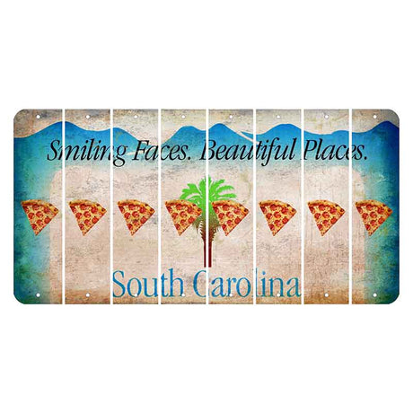 South Carolina Smiling Faces Cut License Plate Strips (Set of 8) Pizza