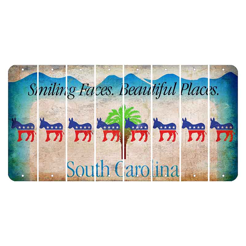 South Carolina Smiling Faces Cut License Plate Strips (Set of 8) Democrat