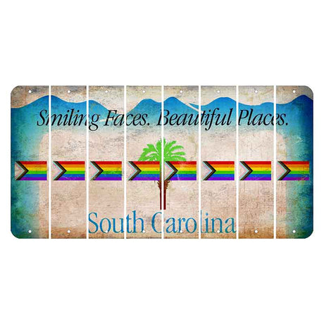 South Carolina Smiling Faces Cut License Plate Strips (Set of 8) LGBTQ Flag