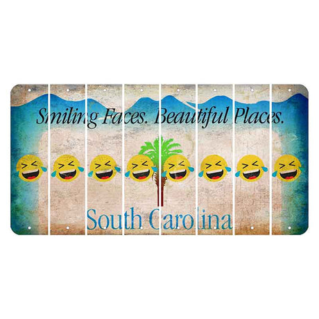 South Carolina Smiling Faces Cut License Plate Strips (Set of 8) Emoji - Laughing