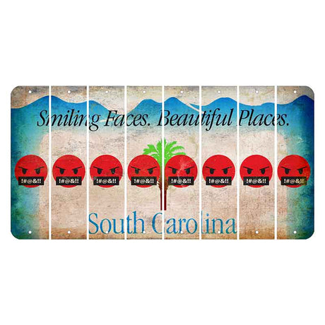 South Carolina Smiling Faces Cut License Plate Strips (Set of 8) Emoji - Pissed