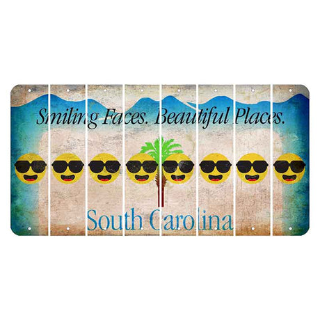 South Carolina Smiling Faces Cut License Plate Strips (Set of 8) Emoji - Shades