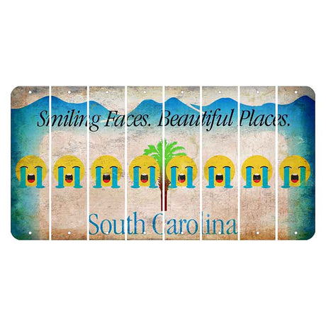 South Carolina Smiling Faces Cut License Plate Strips (Set of 8) Emoji - Crying