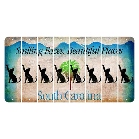 South Carolina Smiling Faces Cut License Plate Strips (Set of 8) Cat