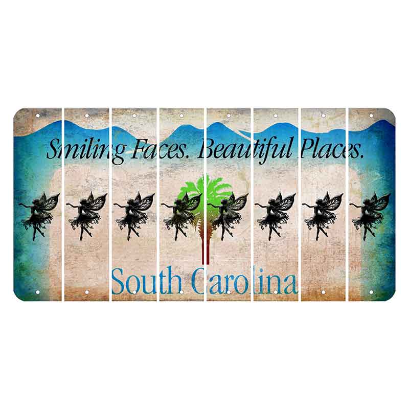 South Carolina Smiling Faces Cut License Plate Strips (Set of 8) Fairy