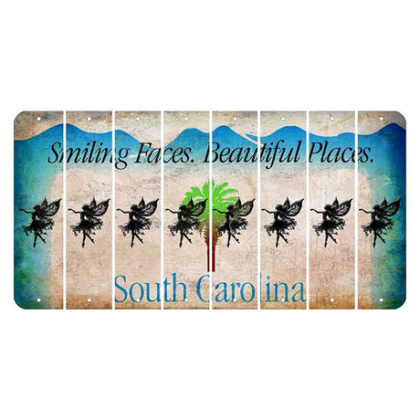 South Carolina Smiling Faces Cut License Plate Strips (Set of 8) Fairy