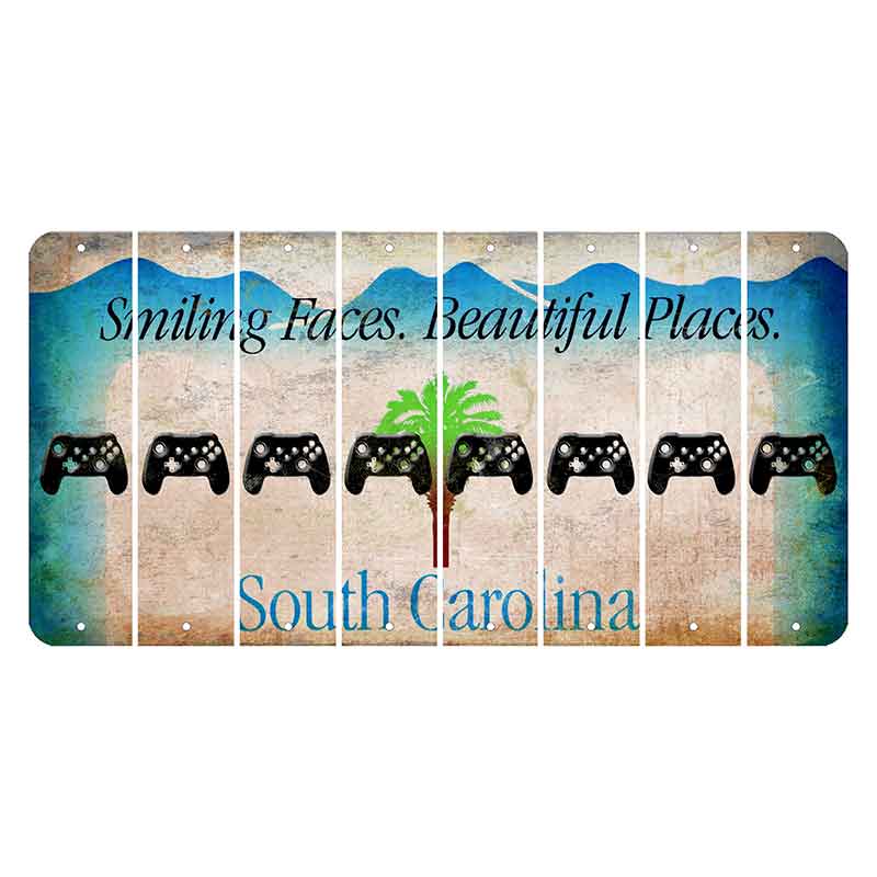 South Carolina Smiling Faces Cut License Plate Strips (Set of 8) X Controller