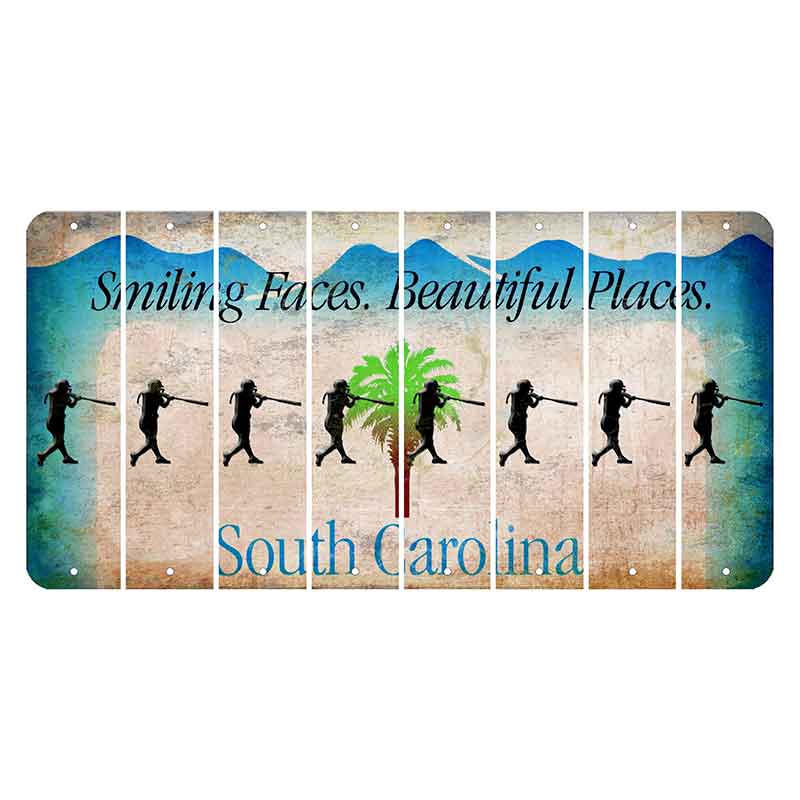 South Carolina Smiling Faces Cut License Plate Strips (Set of 8) Softball Batter