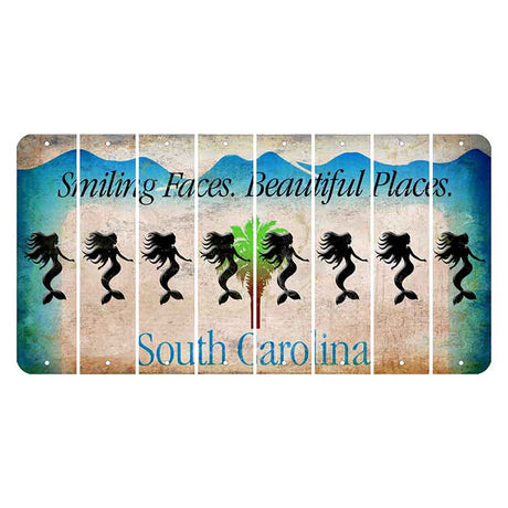 South Carolina Smiling Faces Cut License Plate Strips (Set of 8) Mermaid