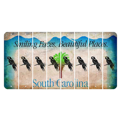 South Carolina Smiling Faces Cut License Plate Strips (Set of 8) Parrot