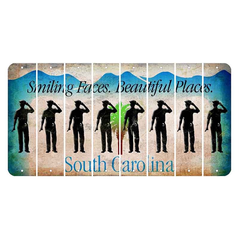 South Carolina Smiling Faces Cut License Plate Strips (Set of 8) Police Officer