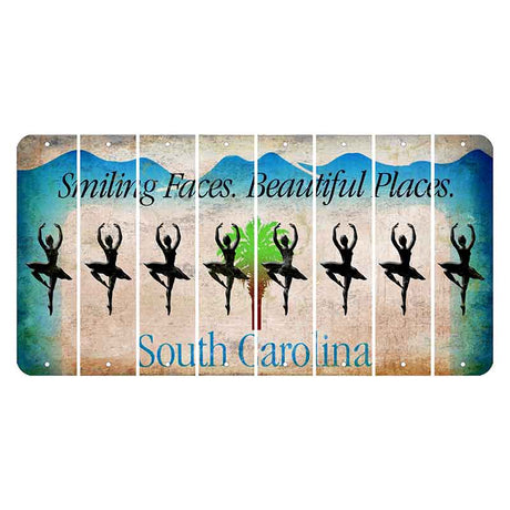 South Carolina Smiling Faces Cut License Plate Strips (Set of 8) Ballerina Dancer