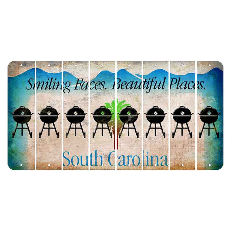 South Carolina Smiling Faces Cut License Plate Strips (Set of 8) Grill