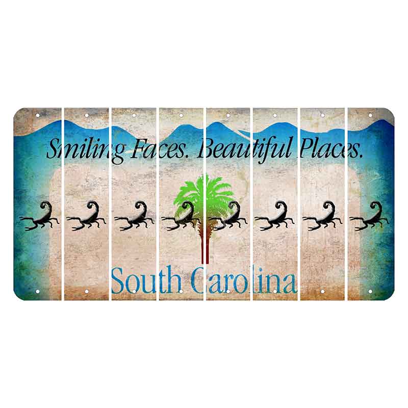 South Carolina Smiling Faces Cut License Plate Strips (Set of 8) Scorpion