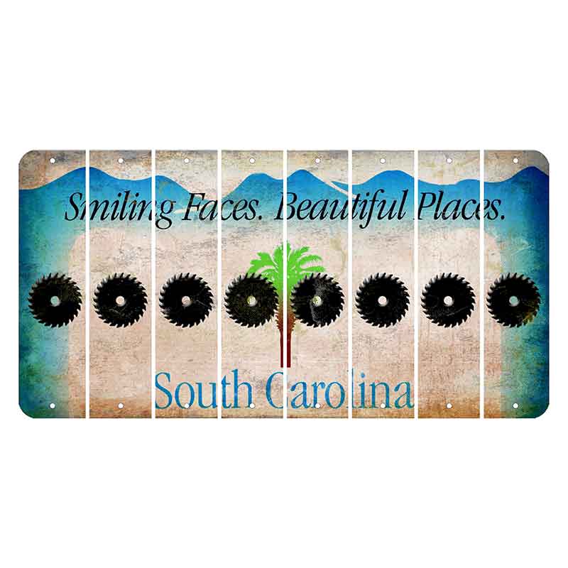 South Carolina Smiling Faces Cut License Plate Strips (Set of 8) Saw Blade