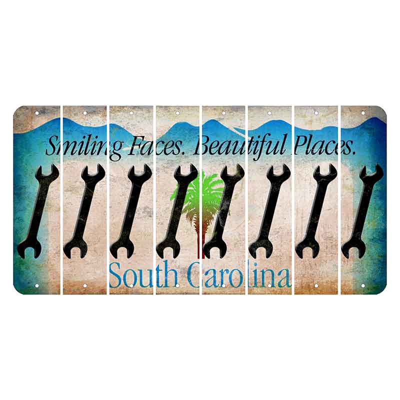 South Carolina Smiling Faces Cut License Plate Strips (Set of 8) Wrench