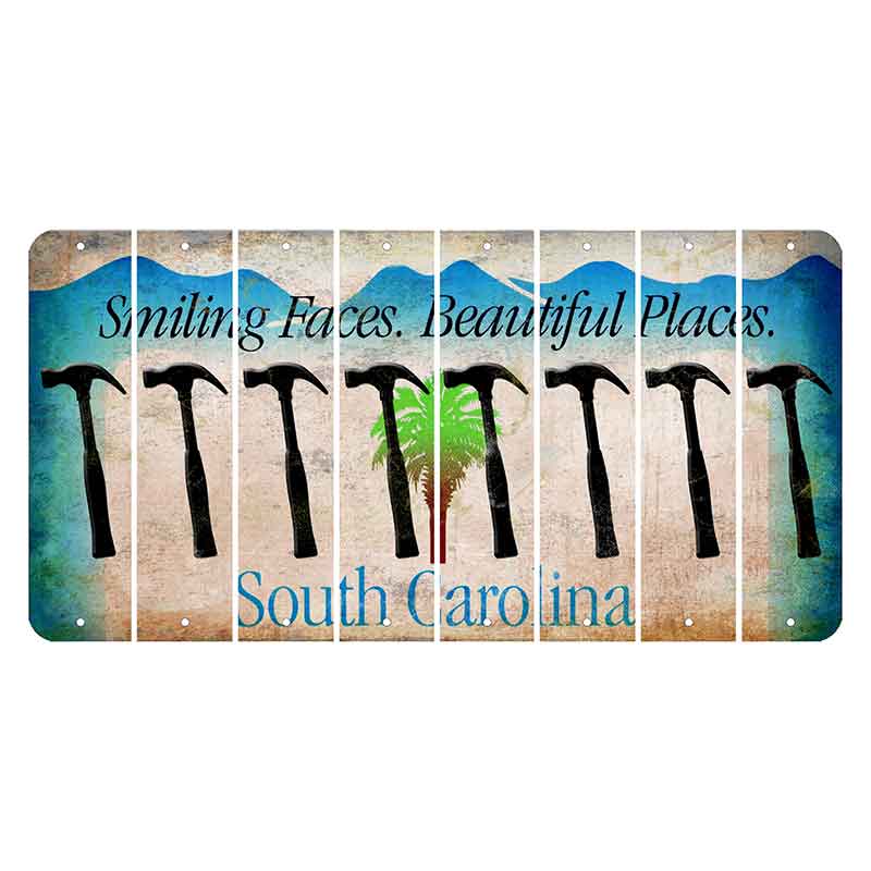 South Carolina Smiling Faces Cut License Plate Strips (Set of 8) Hammer